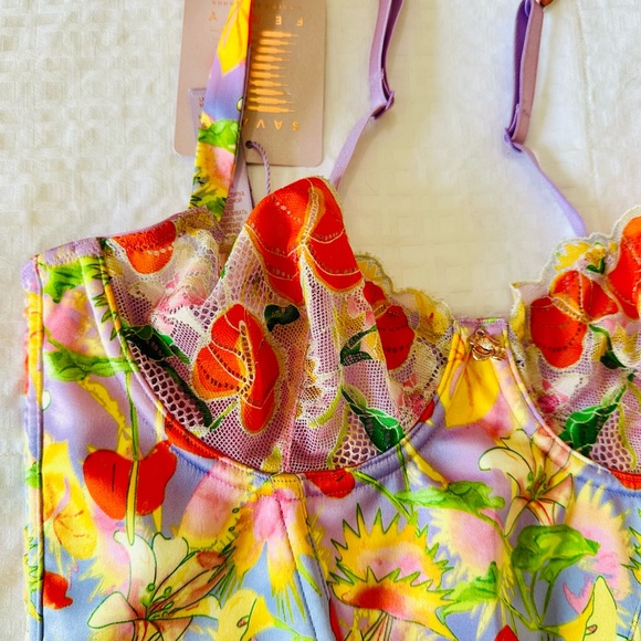 Savage X Fenty Purple Prism Mutha Nature Satin Bustier - Picture 2 of 10